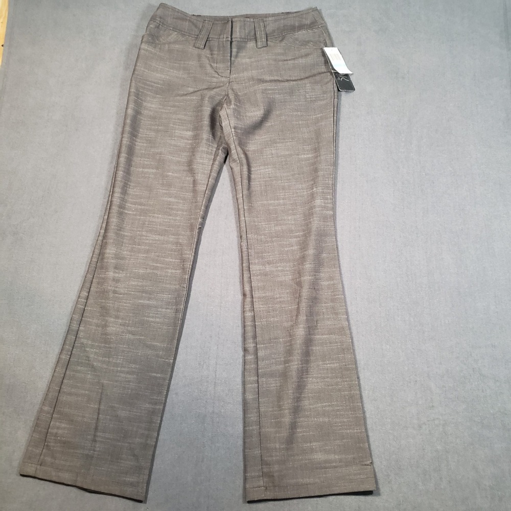 Speak 2 Me Dress Pants Womens Size 5 Brown Textured Flare Leg NWT Y2k